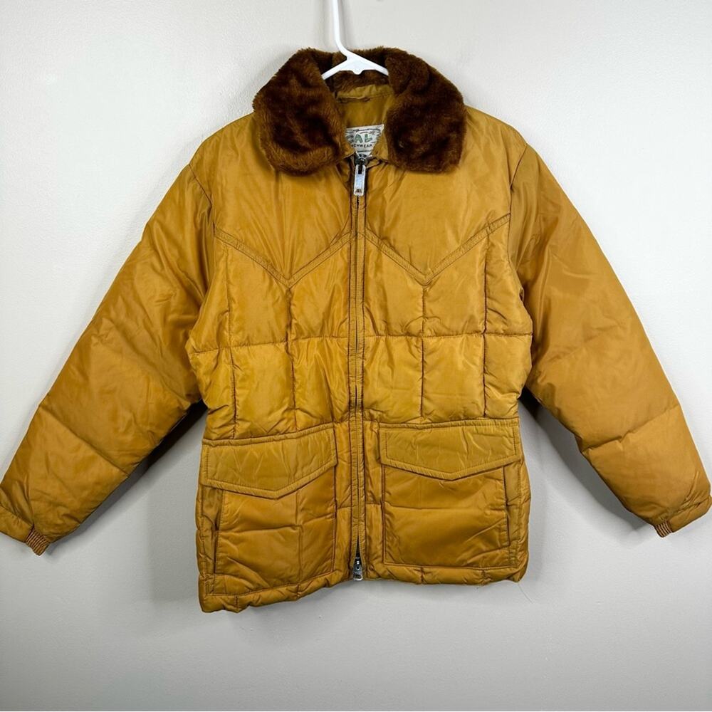 Vintage Goose Down Puffer Jacket Cal Ranchwear Nylon Winter Coat Womens Large